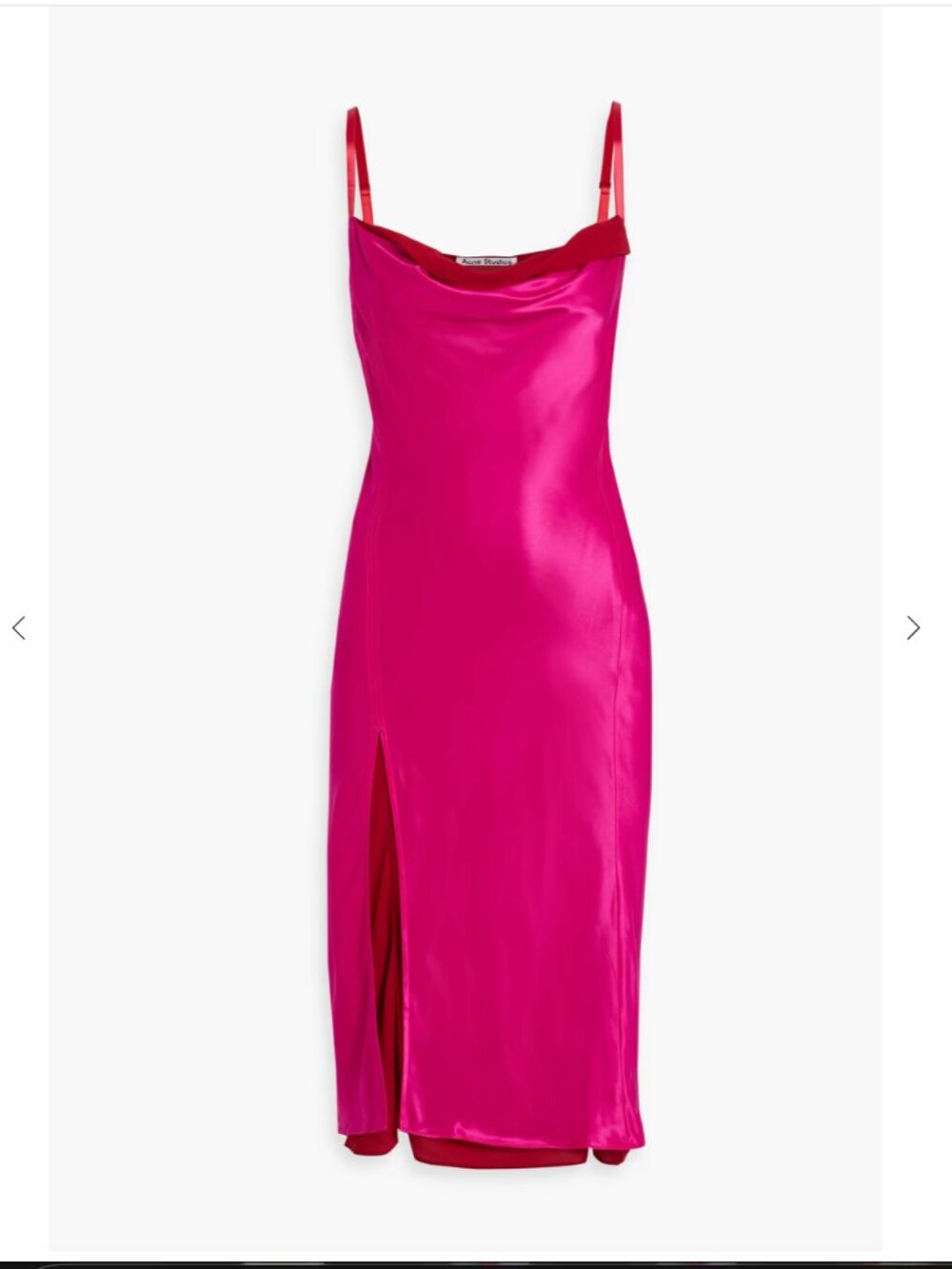 NWT ACNE STUDIOS Layered satin and crepe slip dress fuschia sz 36 / US 6 R$560